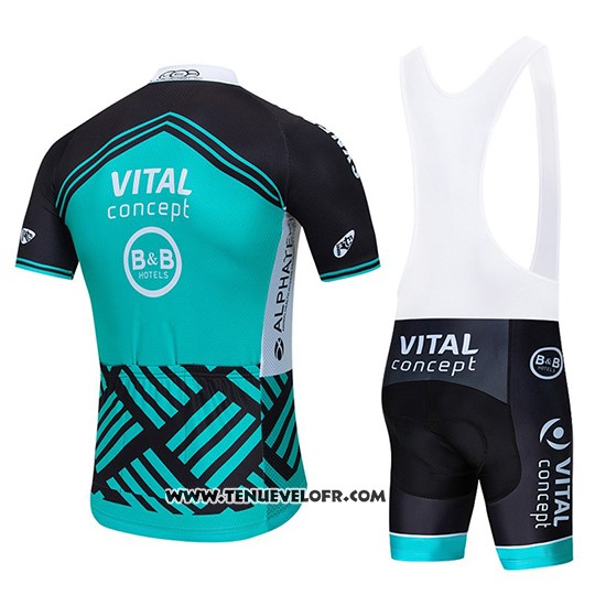 2019 Maillot Ciclismo Vital Concept Bleu Blanc Noir Manches Courtes et Cuissard